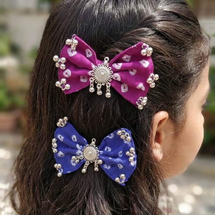 Bandhani bow hair accessories